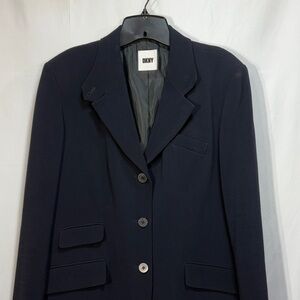 🍾 DKNY vintage navy wool three button blazer: